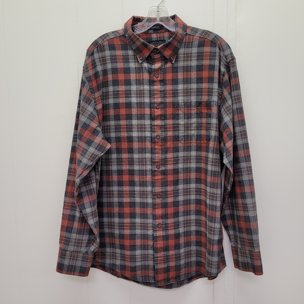 Pendleton Landry Long Sleeve Button Down Cotton Wool Blend Plaid Shirt